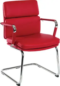 Deco Visitor Chair Red with stylish cantilever frame and removable arm covers