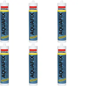 Soudal Aquafix All Weather Sealant, Clear, Seals Underwater 300ml  (Pack of 6)