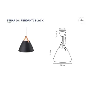 Nordlux DFTP Strap 36 Indoor Dining Living Kitchen Hallway Pendant In Black (Diam) 36cm