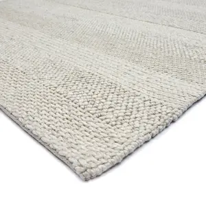 Plain Cream Stripe Handmade Luxurious Modern  Easy to Clean Rug For Bedroom LivingRoom and Dining Room -120cm X 170cm