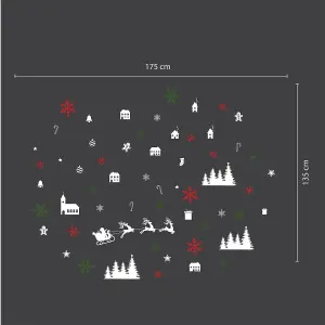 Festive Snowflakes and Christmas Village Wall Stickers Living room DIY Home Decorations