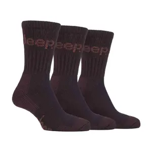 Jeep Terrain - Mens 3 Pair Work Socks 6-11 Brown