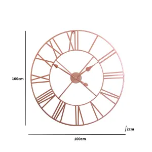 Melody Maison Extra Large Copper Metal Skeleton Clock 100cm x 100cm