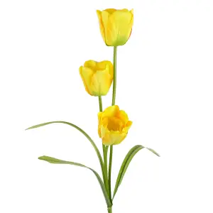 Pack of 6 x 80cm Artificial Tulip Yellow Stem