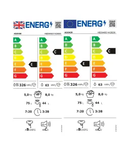 Hoover HBDS485D1ACBE-80 8kg/5kg Built-in Condenser Washer dryer - Black
