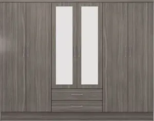 Cascio 6 Door Wardrobe Zipcode Design Finish: Black Wood Grain