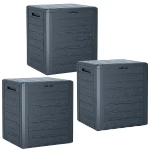 3 x 140L Medium Outdoor Multipurpose Garden Furniture Storage Boxes With Lids