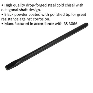 Premium Drop Forged Steel Cold Chisel - 25mm x 450mm with Octagonal Shaft