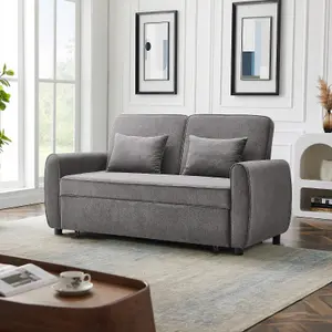 Convertible Sofa Bed with 2 Pillows in Dark Grey Suitable for Small Apartment