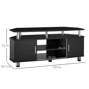 HOMCOM TV Unit Cabinet with Storage Shelves Entertainment Center Black