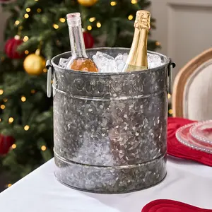 Large Country Embossed Ice Bucket on Stand with Tray for Celebration Party