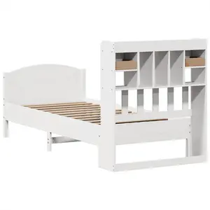 Berkfield Bookcase Bed without Mattress White 75x190 cm Small Single Solid Wood Pine