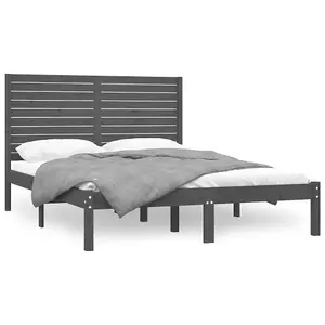 Berkfield Bed Frame Grey Solid Wood 120x200 cm