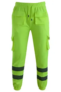 MS9 Mens Hi Viz Vis High Visibility Fleece Cargo Work Trousers Pants Joggers H1 Yellow - M