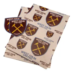 West Ham United FC Crest Gift Wrap Sheets Claret Red/White (One Size)