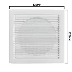 White Air Vent Grille/duct covers with Fly Screen / Anti-Insect Mesh,no screws visible-separate backplate (125mm round)