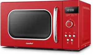 COMFEE' Retro Style 800W 20L Microwave Oven With 8 Auto Menus, 5 Cooking Power Levels, And Express Cook Button - Passionate Red - CM-M202RAF(RD)