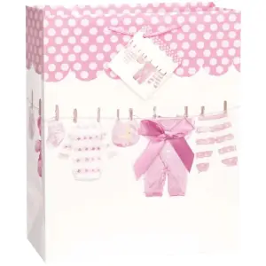 Baby Clothes Baby Shower Gift Bag Pink/White (One Size)