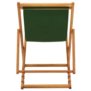 Berkfield Folding Beach Chair Eucalyptus Wood and Fabric Green