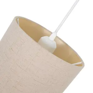 Modern Taupe Linen Fabric Small 8 Drum Lamp Shade with Matching Satin Lining