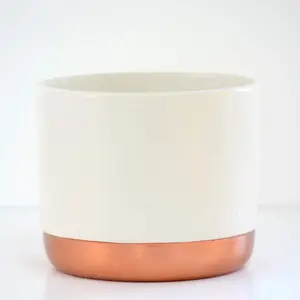 Two-tone ceramic White-Rose Gold 10.5cm Medium Pot