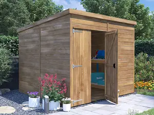 Dunster House Bike Shed Storage Garden Workshop 2.4m x 2.4m Wooden Pressure Treated Overlord Pent