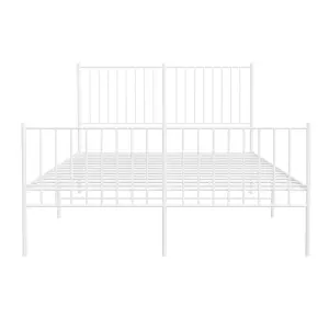 Berkfield Metal Bed Frame with Headboard and Footboard White 140x190 cm