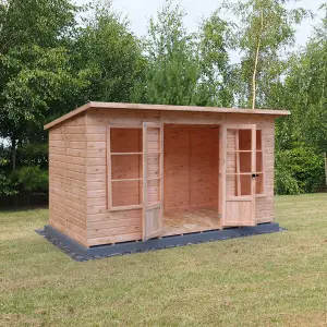 Dahlia 12x6 Pent Summerhouse with double doors and two opening windows