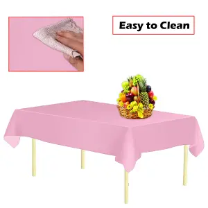 Light Pink Plastic Table Cover, Disposable Wipe Clean Waterproof Tablecloth - 54"x108"