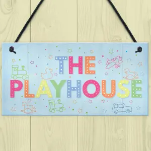 Red Ocean Child's Playhouse Sign Hanging Door Wall Plaque Son Daughter Birthday Gift Home Decor