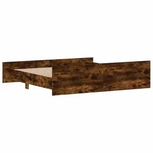 Berkfield Bed Frame with Headboard with Footboard Smoked Oak 180x200 cm