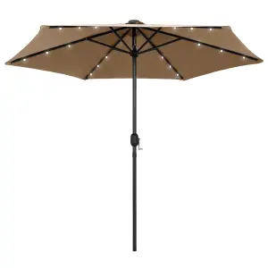 Berkfield Parasol with LED Lights and Aluminium Pole 270 cm Taupe