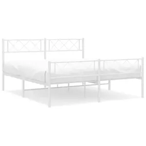 Berkfield Metal Bed Frame with Headboard and Footboard White 135x190 cm