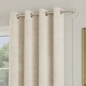 Enhanced Living Royale Cream Room Darkening Boucle Readymade Curtains Pair - 66 x 90 inch (168x229cm)