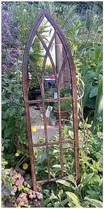 Metal Rustic Gothic Arch Slimline Mirror 1m Tall