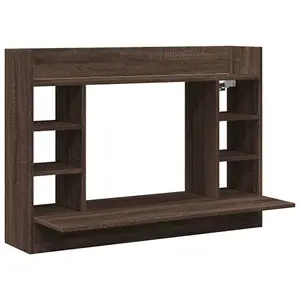 Berkfield Wall-Mounted Desk Brown Oak 105x48x75 cm Engineered Wood