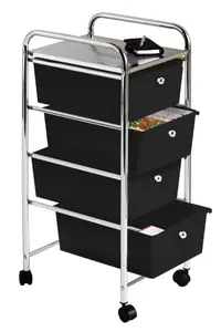 Essentials by Premier 4 Black Plastic Drawers Trolley