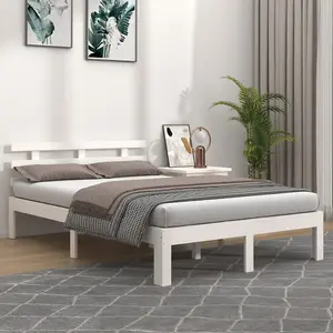 Berkfield Bed Frame White Solid Wood 120x200 cm