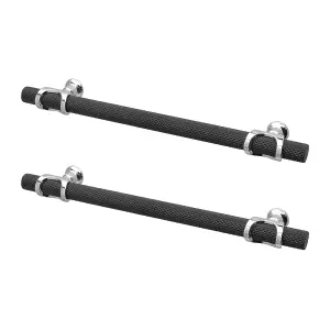 DecorAndDecor - AMELIA Matt Black & Polished Nickel Knurled T-Bar Kitchen Cabinet Pull Handles - 160mm - Pair