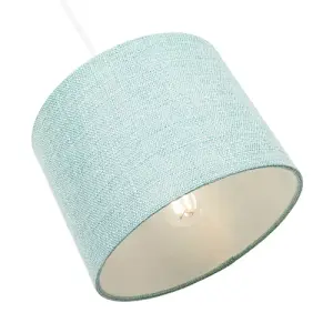 Modern Mint Linen Fabric Small 8 Drum Lamp Shade with Silver Satin Inner Lining