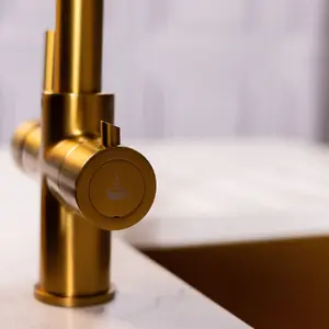 flode Vier 4 in 1 Instant Boiling Hot & Filtered Cold Water Tap Brushed Gold Finish