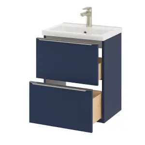 GoodHome Imandra Slimline Matt Blue Wall-mounted Bathroom Cabinet (H) 600mm (W) 500mm