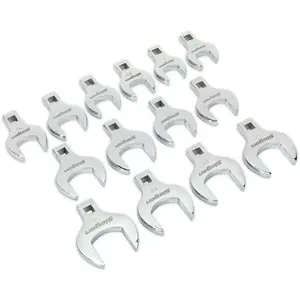 14-Piece Crow's Foot Spanner Set with 1/2" Drive Ratchet for Metric Applications