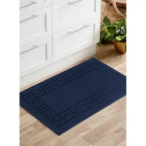 Millfield Greek Key Door Mat Navy / 80cm W x 150cm L