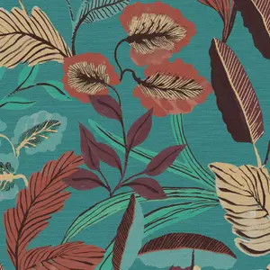 Sublime Paradise Arts Blue Leaves Wallpaper