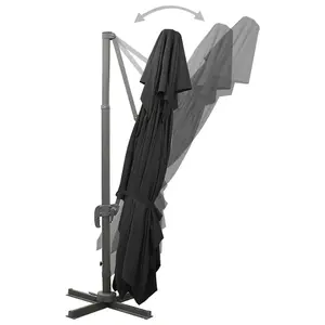 Berkfield Cantilever Umbrella with Double Top Black 400x300 cm