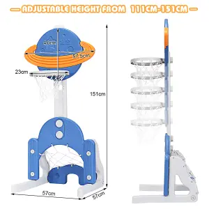 Costway Kids Basketball Stand 3 in 1 Basketball Hoop Soccer Golf Kit Adjustable Toy Set