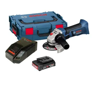 Bosch GWS18-125V-LI Pro 18v Cordless Angle Grinder + 1 x 2.0ah, Charger + L-BOXX