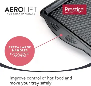 Prestige Aerolift Non Stick Baking Roasting Tray Carbon Steel Bakeware Twin Pack