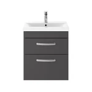 Dezine Hamble 500mm Gloss Grey Wall Hung 2 Drawer Vanity Unit